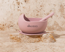 Load image into Gallery viewer, Mini and Boo silicone suction bowl and spoon set – 100% food-grade silicone, BPA-free, lead-free, phthalate-free, dishwasher and microwave safe, strong suction base, ideal for baby-led weaning and toddler mealtime.