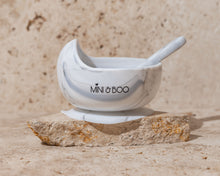 Load image into Gallery viewer, Mini and Boo silicone suction bowl and spoon set – 100% food-grade silicone, BPA-free, lead-free, phthalate-free, dishwasher and microwave safe, strong suction base, ideal for baby-led weaning and toddler mealtime.