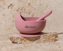 Load image into Gallery viewer, Mini and Boo silicone suction bowl and spoon set – 100% food-grade silicone, BPA-free, lead-free, phthalate-free, dishwasher and microwave safe, strong suction base, ideal for baby-led weaning and toddler mealtime.